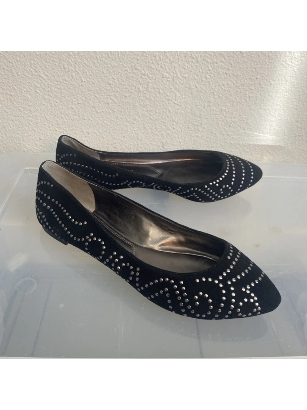 Womens Enzo Angiolini Suede Stud Sahni Black Size 9 Ballet Flat Worn Once